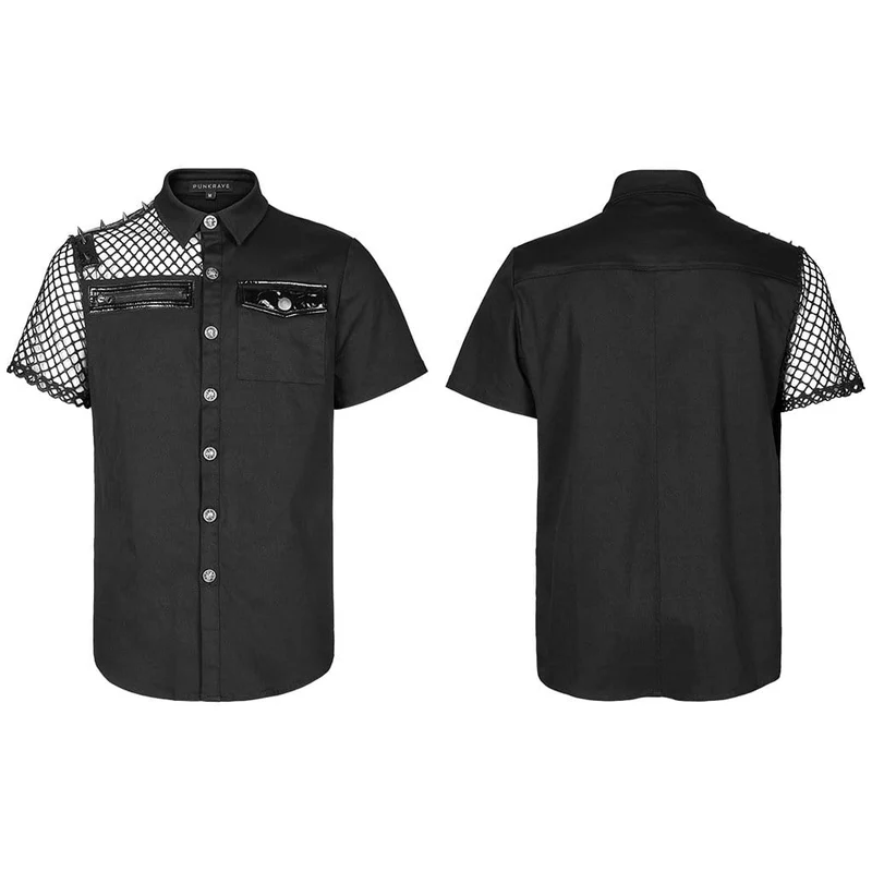 Herren Punk Rivet Splice Netzhemd