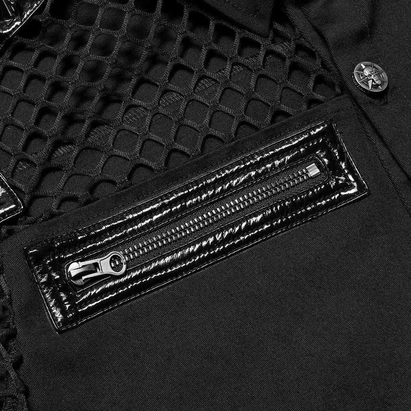 Herren Punk Rivet Splice Netzhemd