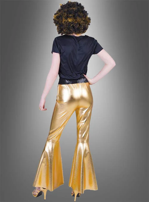 Deluxe Damen Schlaghose gold Disco