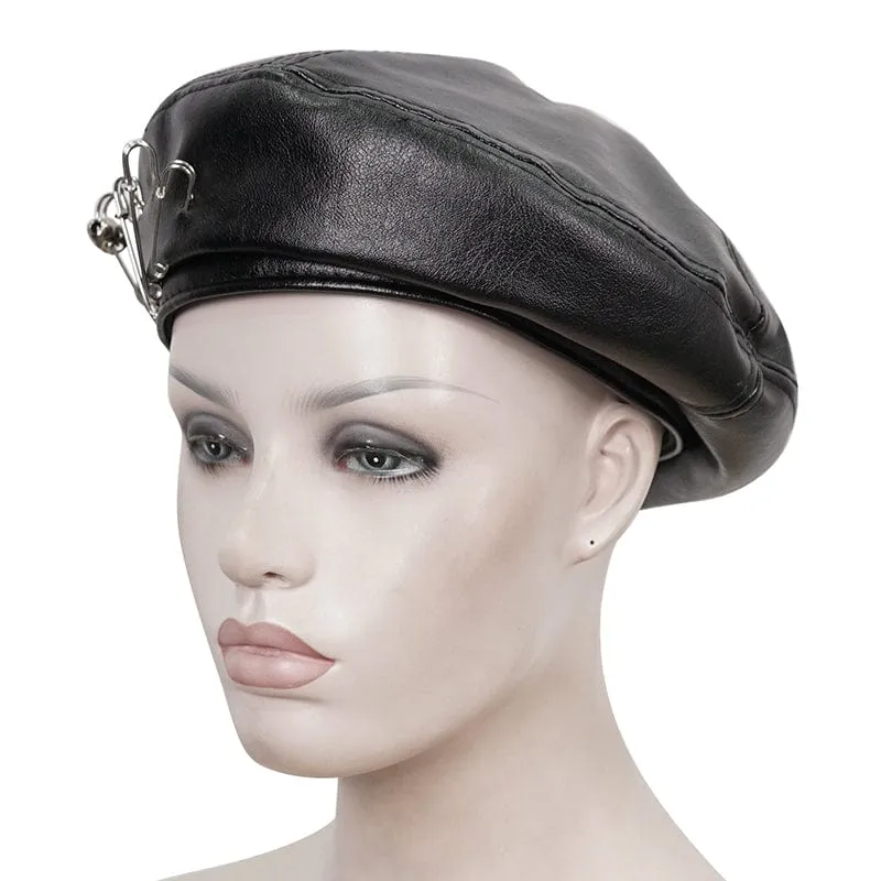 Damen Punk Clips Kunstleder Hut