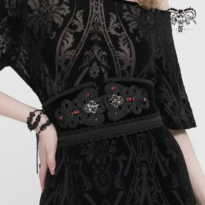 Gothic Blumen bestickter Perlengürtel für Damen