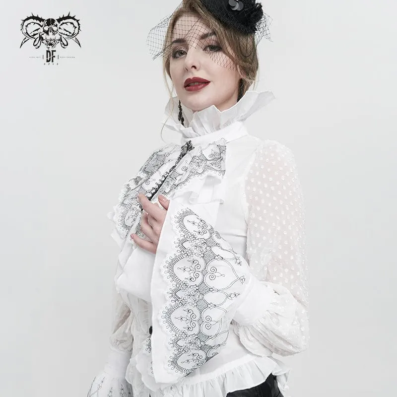 Gothic Handschuhe mit Blumenstickerei für Damen