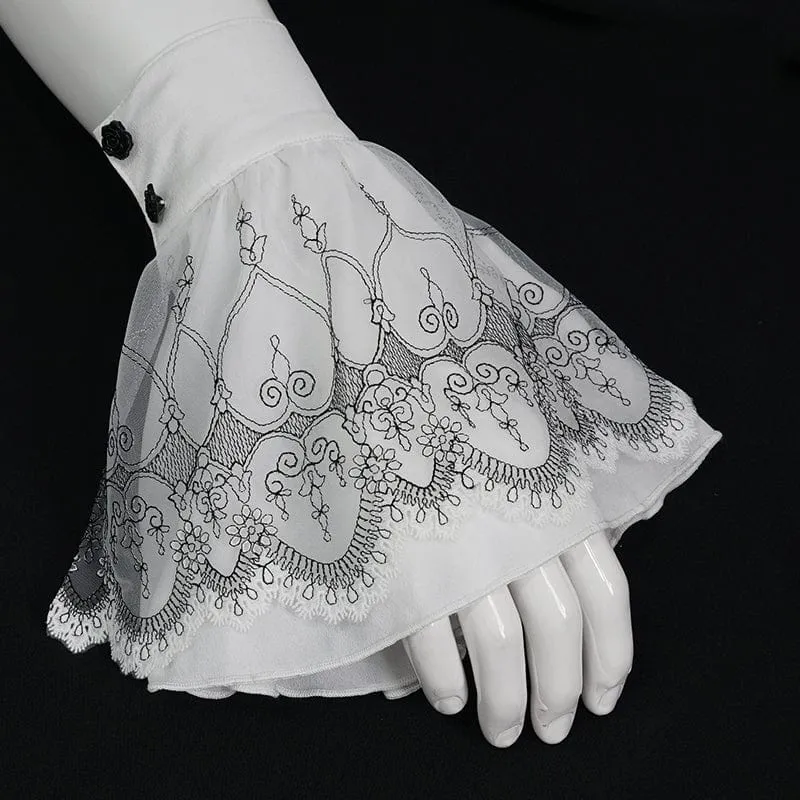 Gothic Handschuhe mit Blumenstickerei für Damen