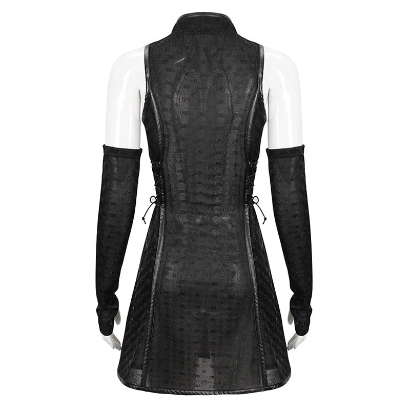 Gothic-Cheongsam-Kragen-Trägerkleid für Damen mit Überärmeln