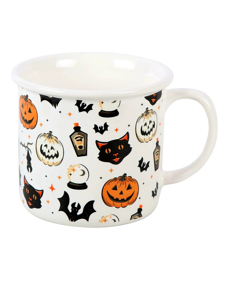 Spooky Cat & Pumpkin Halloween Tasse