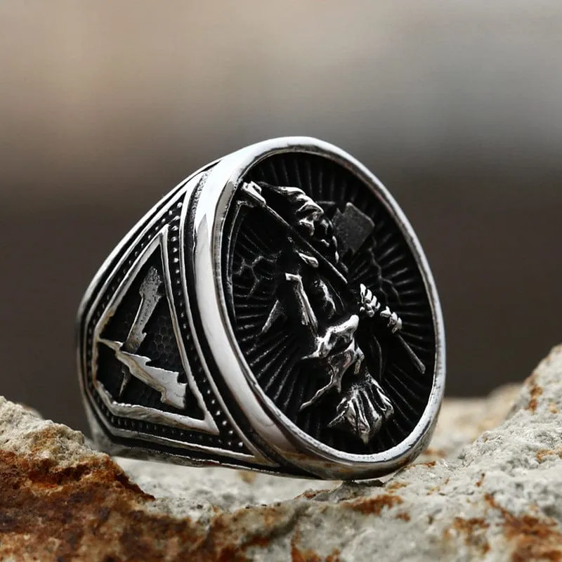 Herren Punk Skelett Sichel Ring