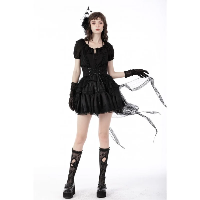 Gothic Fishtail Mehrschichtiger Spitzenschlauchrock für Damen