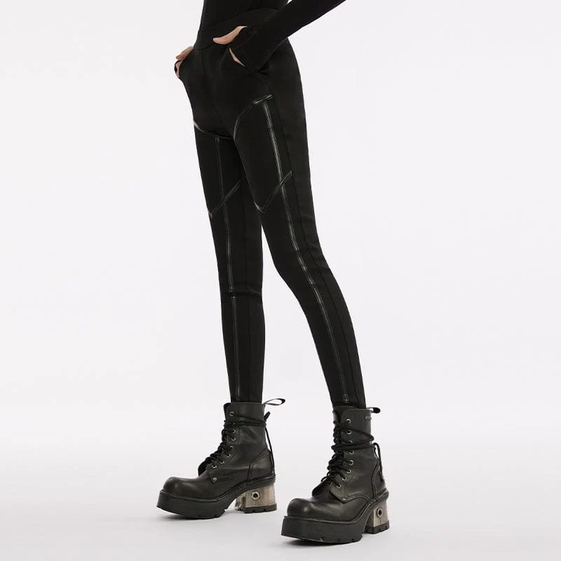 Damen Punk Line Splice Leggings