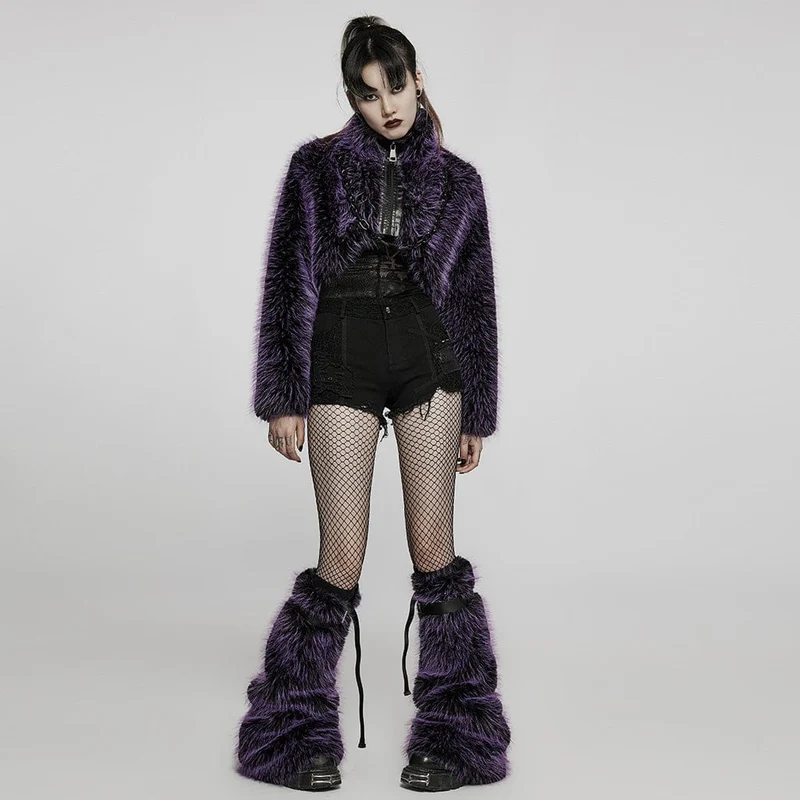 Kurzer Wollmantel im Gothic-Stil für Damen mit Frontreißverschluss