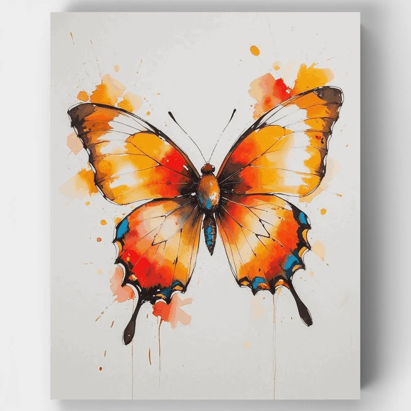 Vibrant Watercolor Butterfly - Paint by Numbers Kit