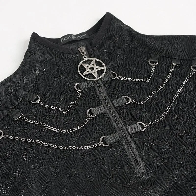 Gothic-Hemd mit Stehkragen und Ausschnitt für Damen