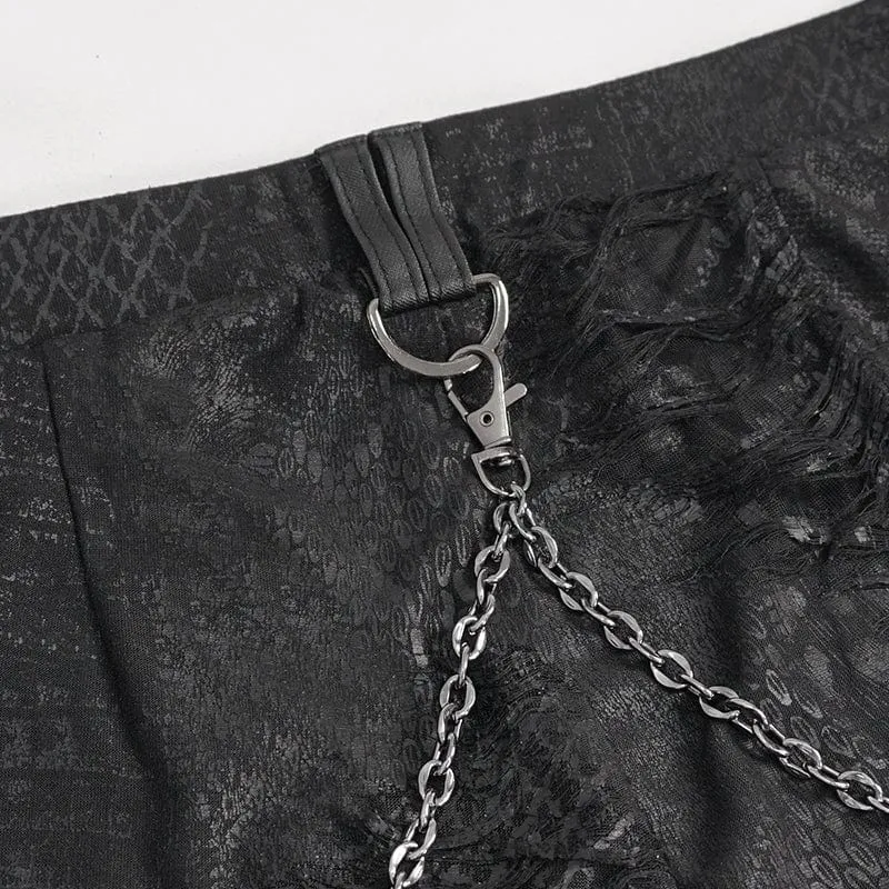 Gothic-Leggings mit zerrissenen Metallketten für Damen