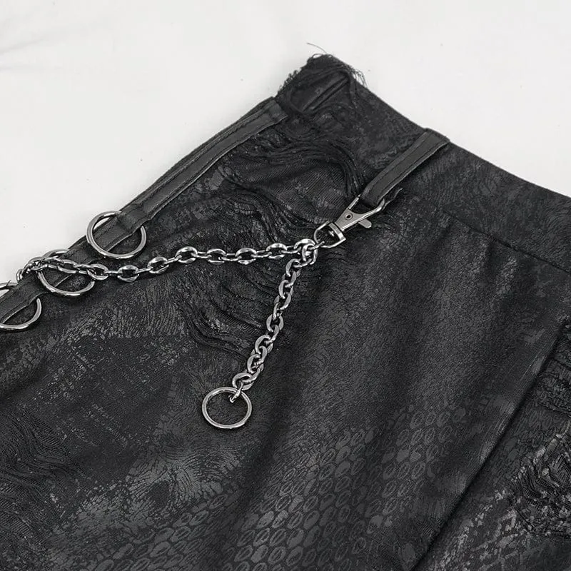 Gothic-Leggings mit zerrissenen Metallketten für Damen
