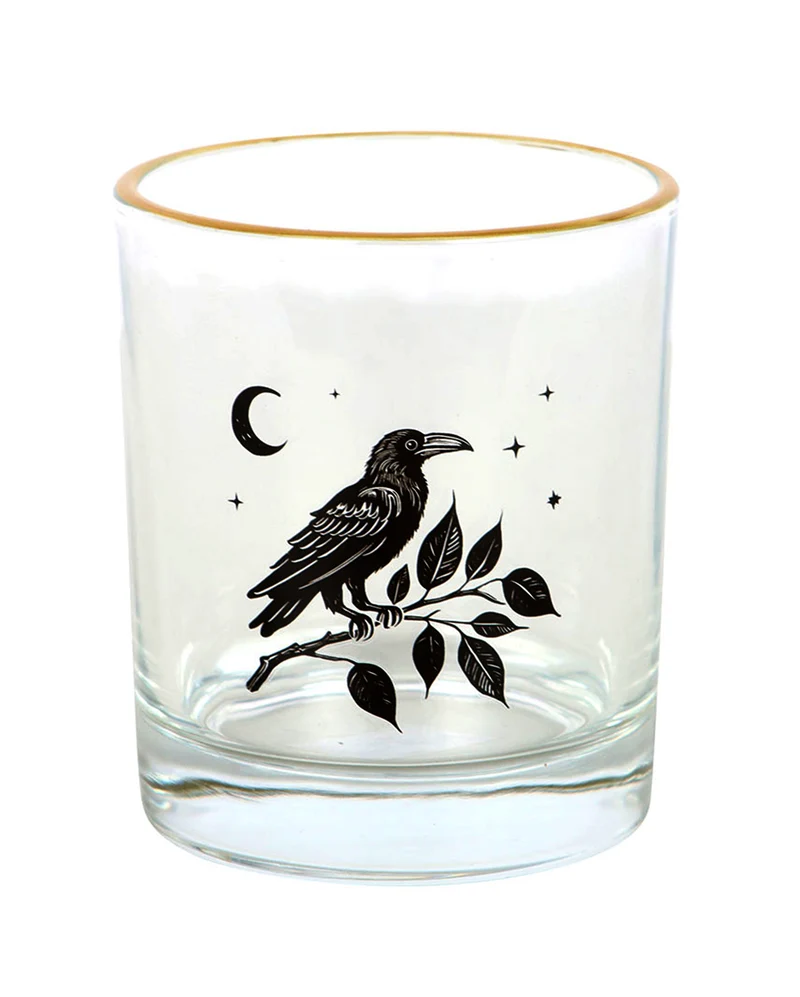Gothic Trinkglas mit schwarzem Raben 350ml