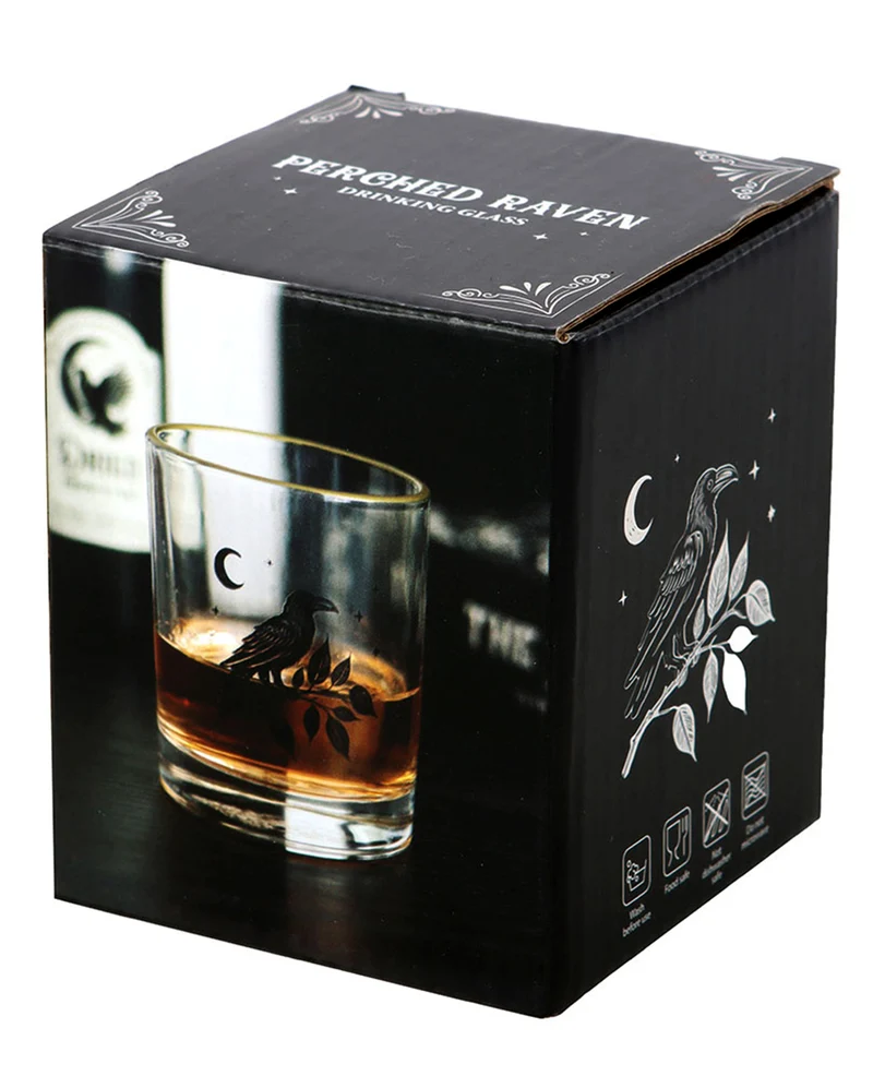 Gothic Trinkglas mit schwarzem Raben 350ml