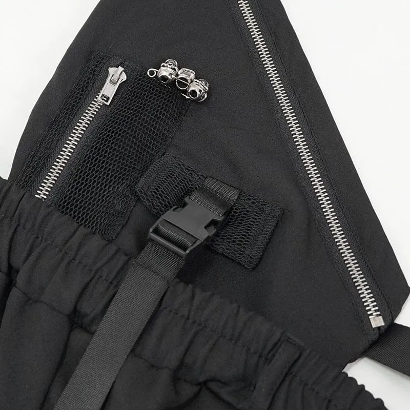 Damen-Hose mit Punk-Schnallen und Kordelzug