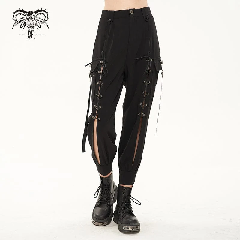 Damen Punk Strappy Big-Pocket Jogger Hose