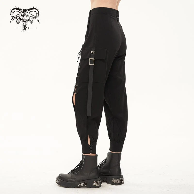 Damen Punk Strappy Big-Pocket Jogger Hose