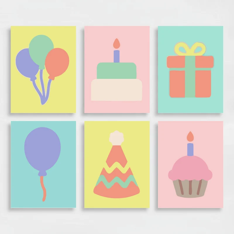 Birthday Celebration Icons - Mini Paint by Numbers Set