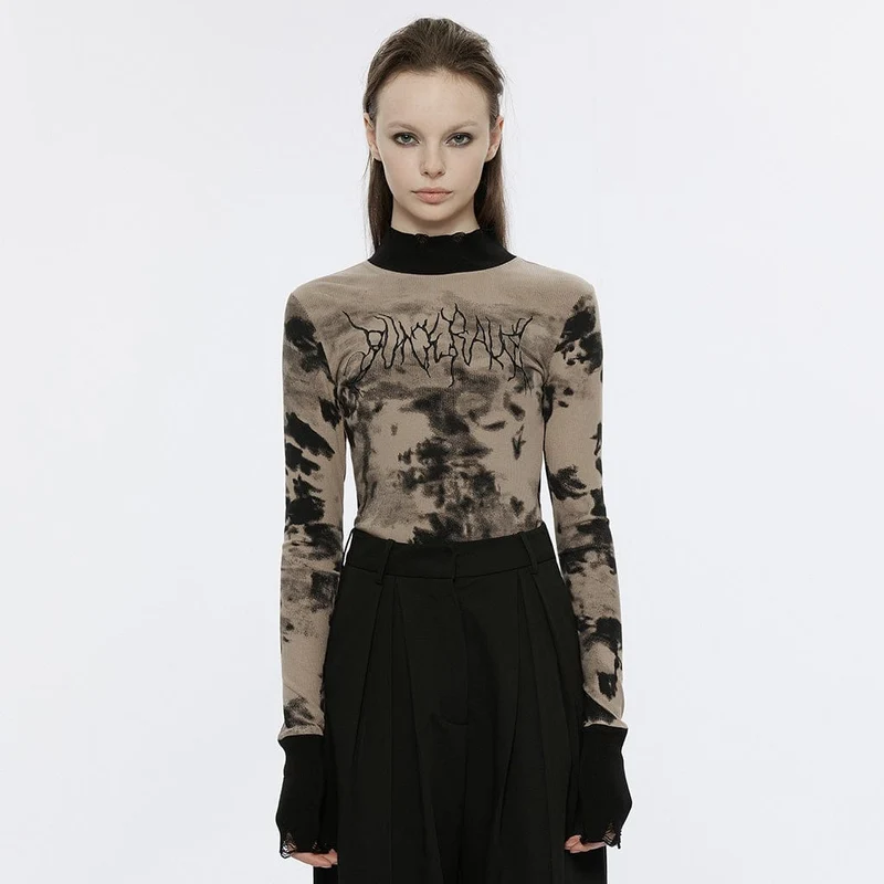 Grunge zerrissenes Batikhemd für Damen