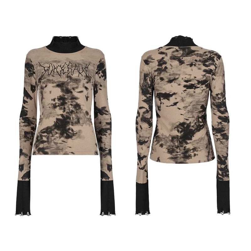 Grunge zerrissenes Batikhemd für Damen