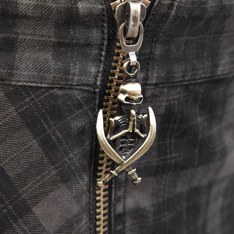 Punk Plissee Kilt für Herren mit Totenkopftasche
