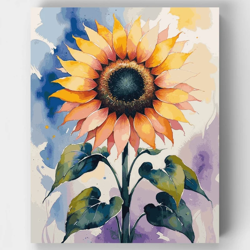 Watercolor Sunflower - Paint by Numbers Kit