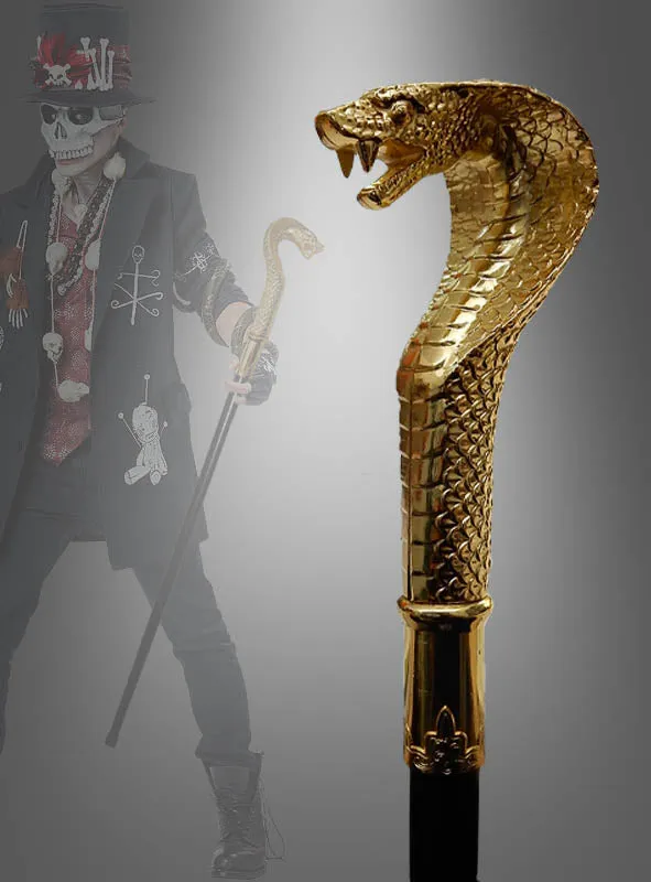 Deluxe Cobra Gehstock Schlange Pharao gold 94cm