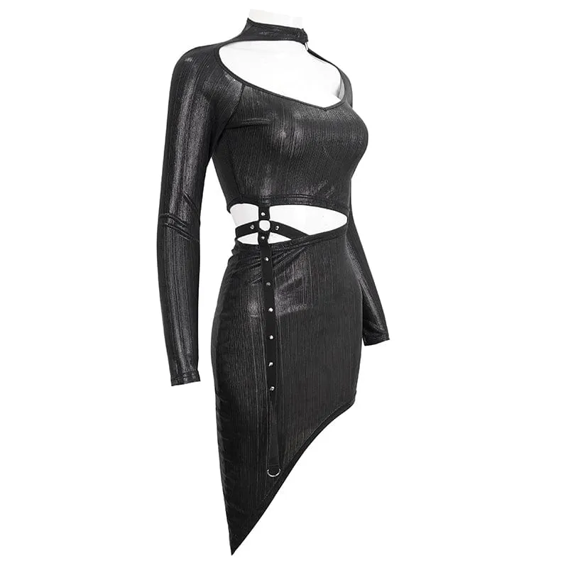 Damen-Punk-Ausschnitt, schmal geschnittenes, unregelmäßiges Kleid