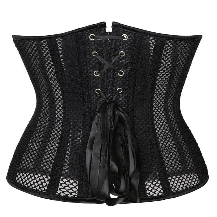 Damen Punk Strappy Mesh Unterbrustkorsett