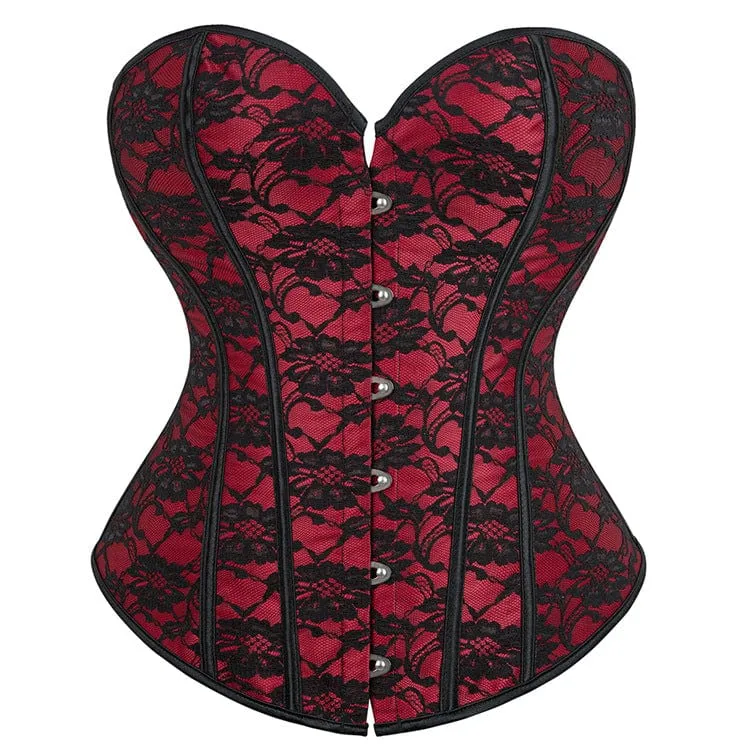 Gothic-Riemchen-Blumenspitze-Vollbrustkorsett für Damen