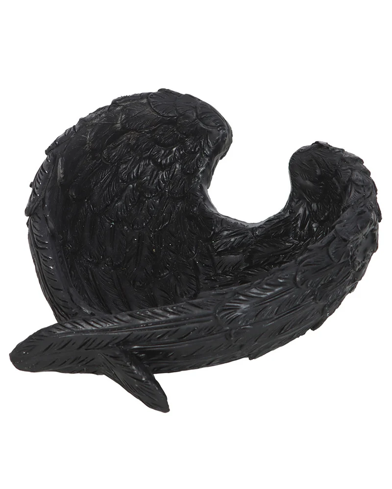 Gothic Schmuckschale mit Rabenfedern 11cm Ø