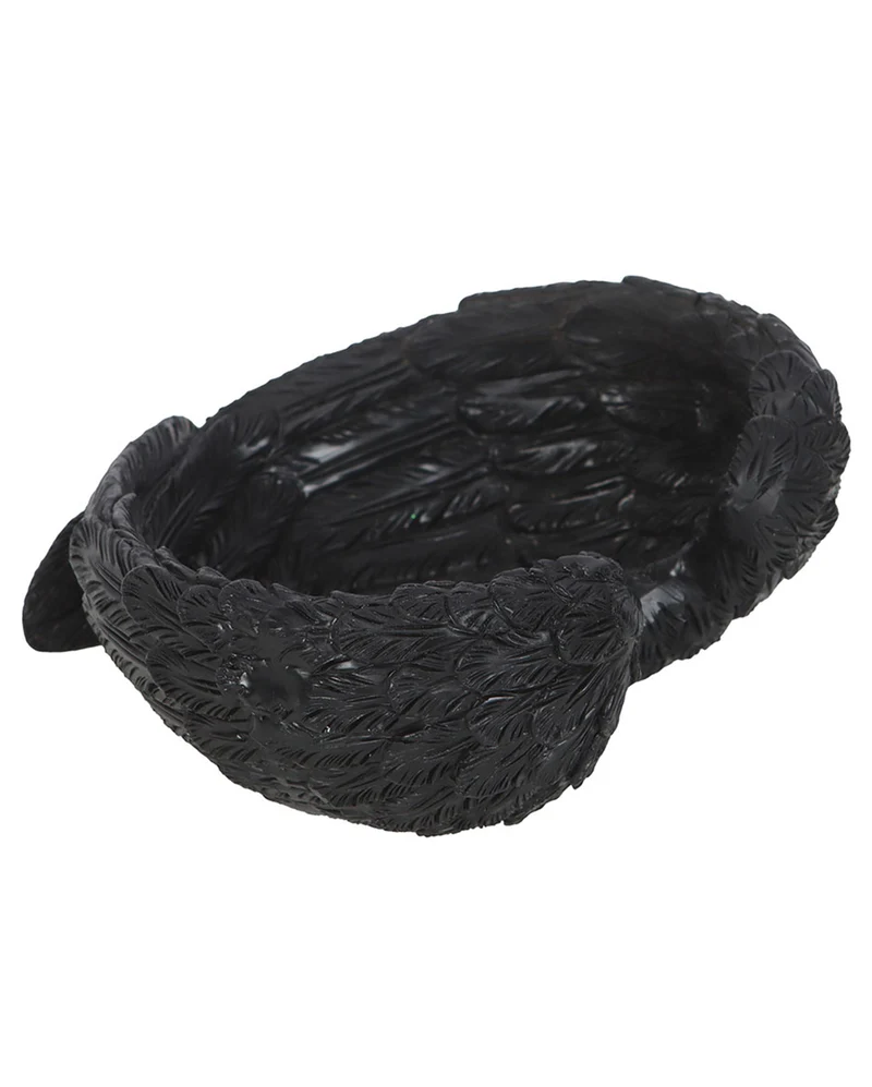 Gothic Schmuckschale mit Rabenfedern 11cm Ø