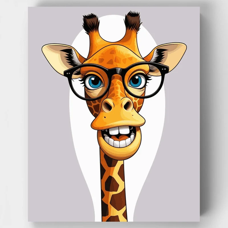Goofy Giraffe with Glasses - Paint by Numbers Kit