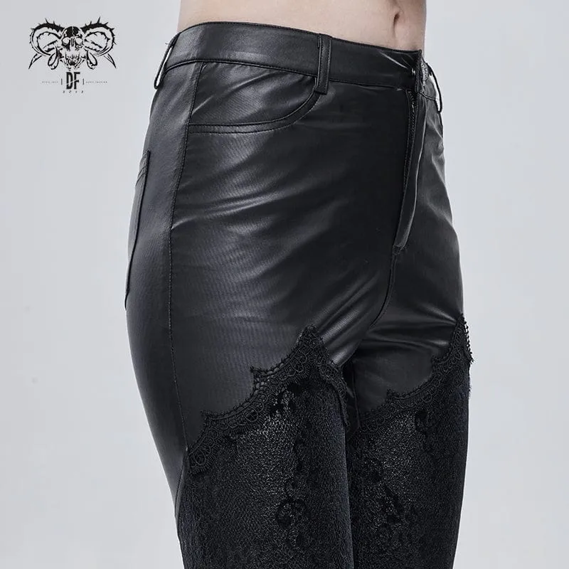 Gothic-Splice-Leggings aus Kunstleder für Damen