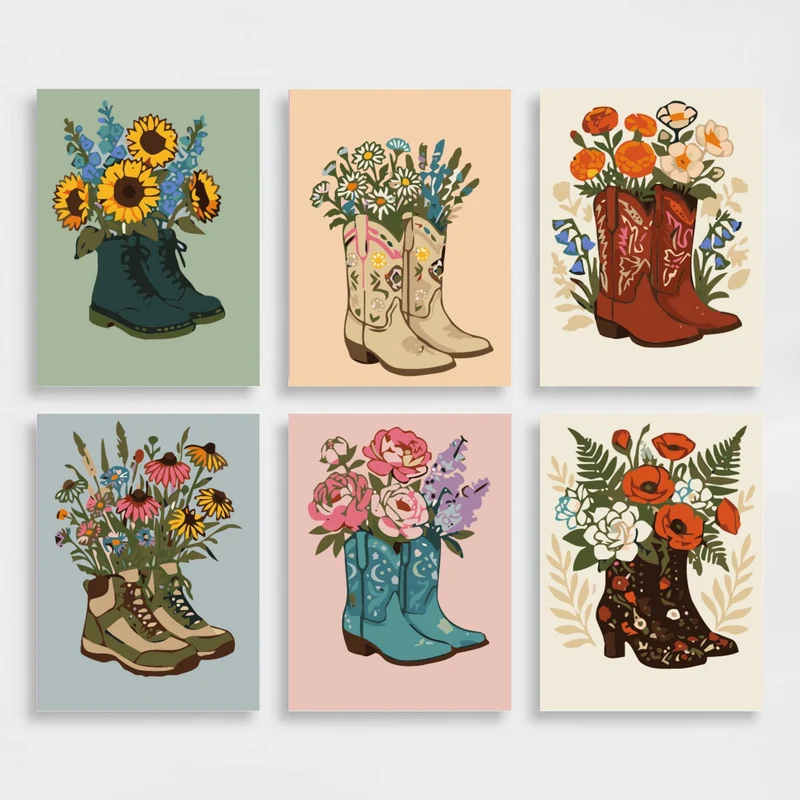 Boots in Bloom - Mini Paint by Numbers Set