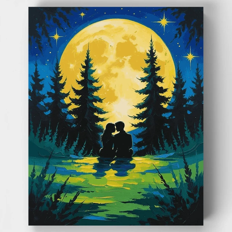 Full Moon Forest Date Night - Paint by Numbers Kit