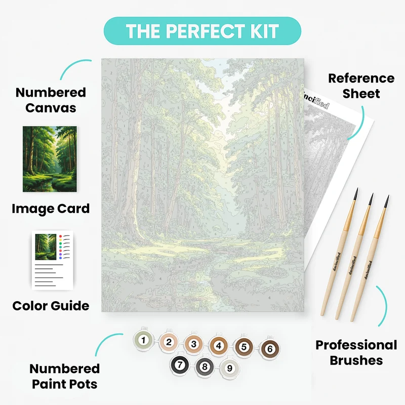 Sunlit Forest Creek - Paint by Numbers Kit