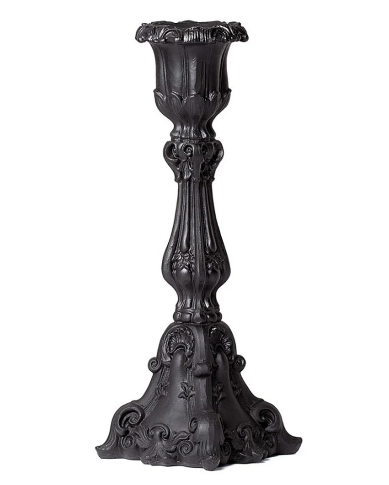 Schwarzer Gothic Barock Kerzenhalter 23,5cm