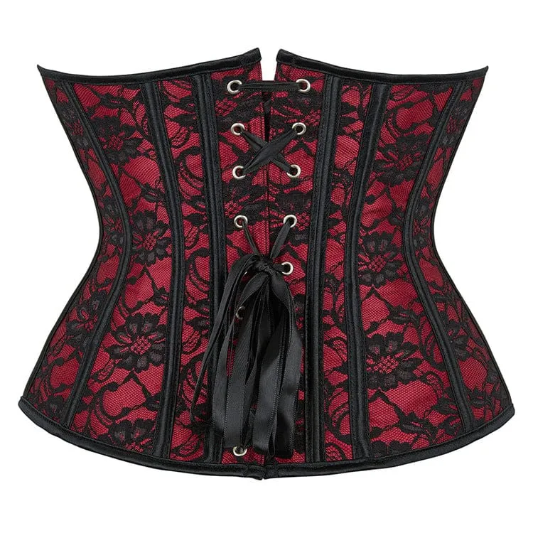 Damen Gothic Riemchen Blumenspitze Unterbrustkorsett