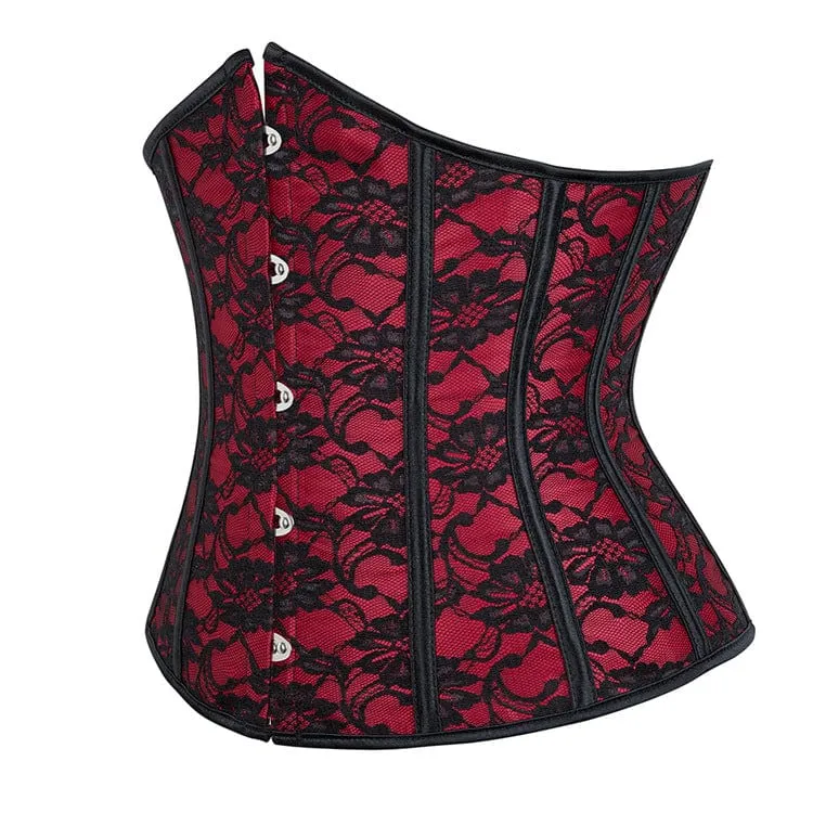 Damen Gothic Riemchen Blumenspitze Unterbrustkorsett