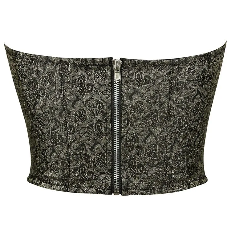 Gothic Jacquard Reißverschluss Vollbrustkorsett für Damen