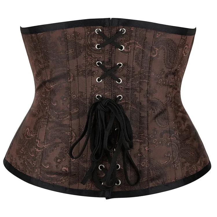 Gothic Riemchen Unterbrustkorsett mit Blumenmuster für Damen