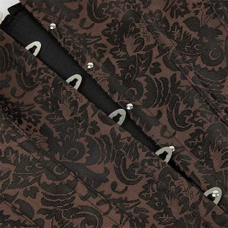 Gothic Strappy Damen Korsett mit floralem Print