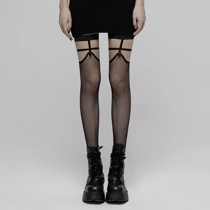 Damen-Punk-Schädel-Mesh-Kniestrümpfe