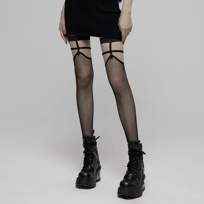 Damen-Punk-Schädel-Mesh-Kniestrümpfe