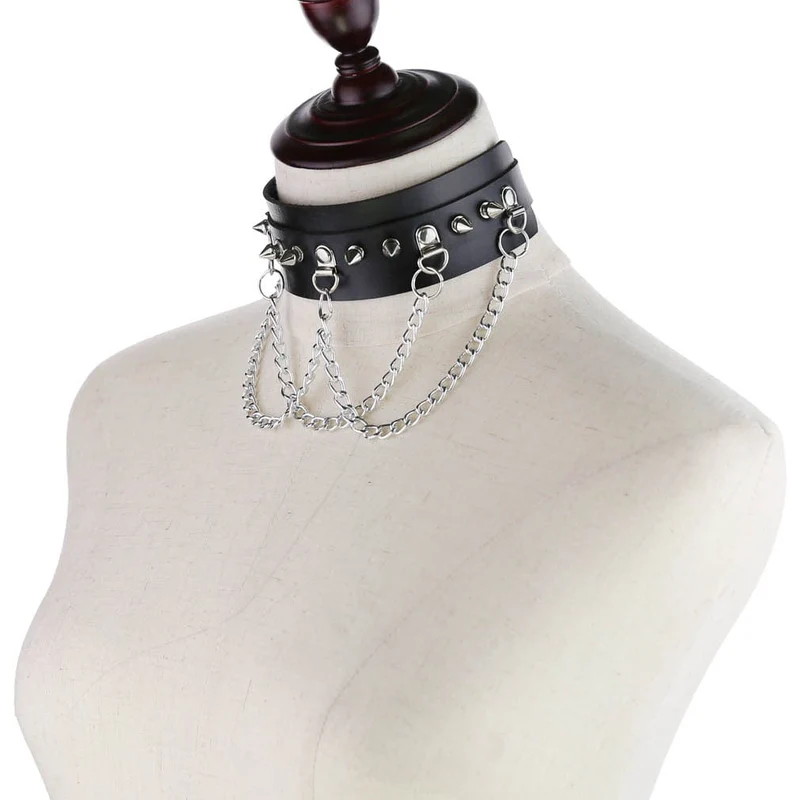 Damen Punk Nieten Kettenhalsband