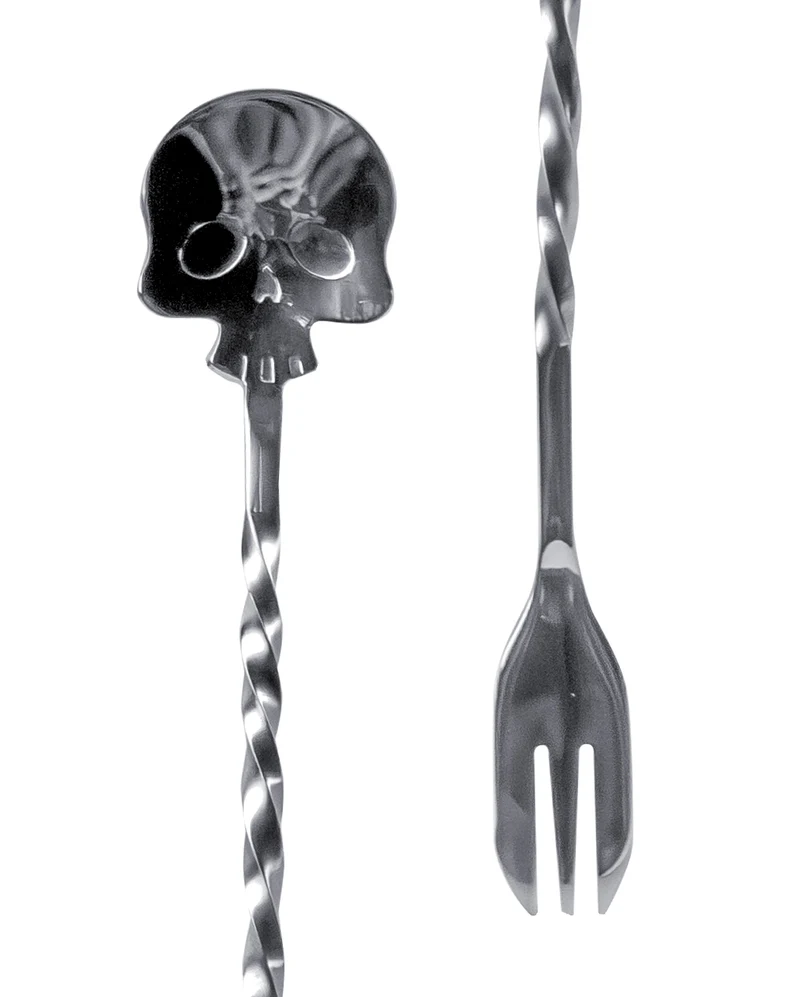 Totenkopf Cocktail Löffel & Gabel