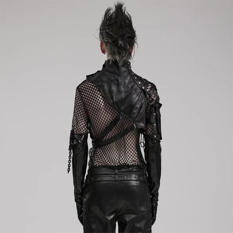 Herren mechanische Steampunk Kunstleder Nieten Geschirr/Kragen