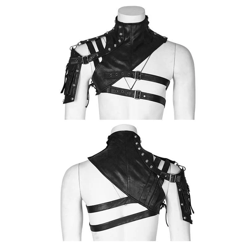 Herren mechanische Steampunk Kunstleder Nieten Geschirr/Kragen